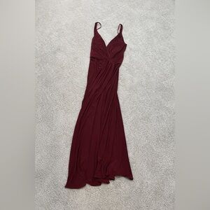 Burgundy Formal Maxi Dress Size 6 Twist Front V Neck